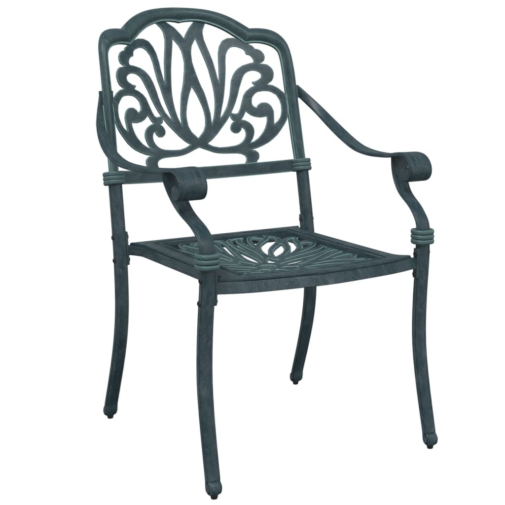 Garden Chairs 2 pcs Green Cast Aluminium